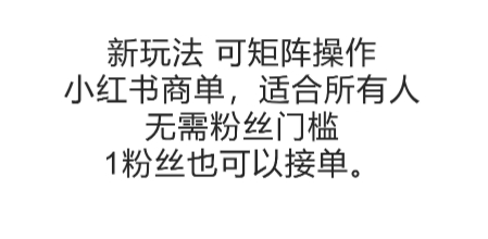 可矩阵操作，小红书商单新玩法，适合所有人，无需粉丝门槛，1粉丝也可以接单-联创在线