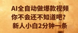 AI全自动做爆款视频，你不会还不知道吧？新人小白2分钟一条【揭秘】-联创在线