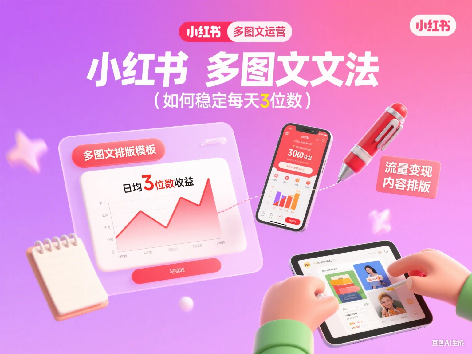 小红书 多图文文法（如何稳定每天3位数）-联创在线