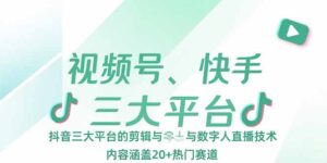 视频号、快手、抖音三大平台的剪辑与数字人直播技术,内容涵盖20+热门赛道-联创在线