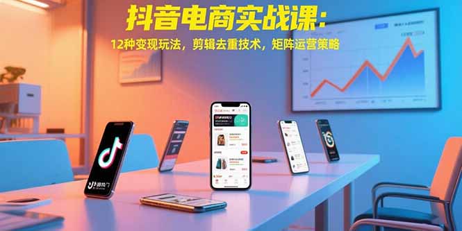 抖音电商实战课：12种变现玩法，剪辑去重技术，矩阵运营策略-联创在线