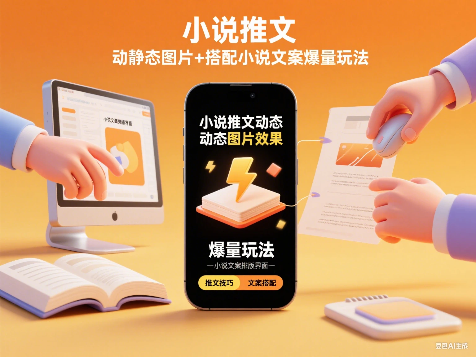 小说推文 动静态图片+搭配小说文案爆量玩法-联创在线