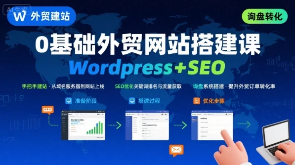 【精】WordPress外贸建站+SEO优化课程，手把手教你从0到1搭建可获得询盘的外贸网站-联创在线