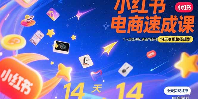 小红书虚拟电商速成课：个人定位分析，原创产品开发，14天变现路径规划-联创在线