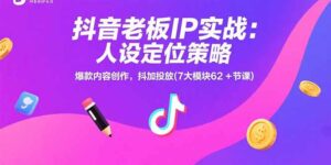 抖音老板IP实战:人设定位策略,爆款内容创作,抖加投放(7大模块62+节课-联创在线