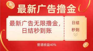 最新广告无限撸金，日结秒到，管道40%-联创在线
