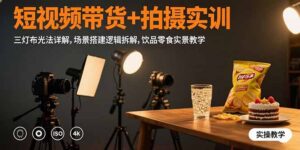 短视频带货+拍摄实训：三灯布光法详解,场景搭建逻辑拆解,饮品零食实景教学-联创在线