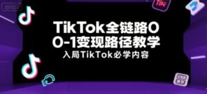 TikTok全链路0-1变现路径教学,入局TikTok必学内容-联创在线