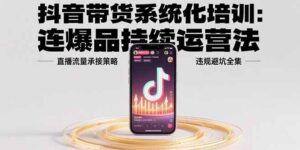 抖音带货系统化培训：连爆品持续运营法，直播流量承接策略，违规避坑全集-联创在线
