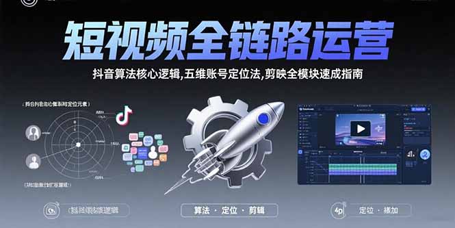 短视频全链路运营：抖音算法核心逻辑,五维账号定位法,剪映全模块速成指南-联创在线