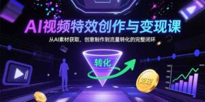 AI视频特效创作与变现课:从AI素材获取、创意制作到流量转化的完整闭环-联创在线