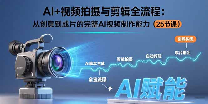 AI+视频拍摄与剪辑全流程：从创意到成片的完整AI视频制作能力(25节课-联创在线