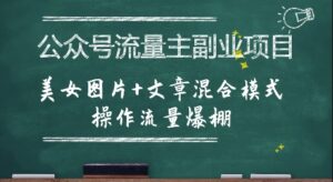 公众号流量主副业项目,美女图片+文章混合模式操作流量爆棚-联创在线