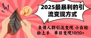 2025年最暴利的引流变现方式，负债人群引流变现，小白轻松上手，日入1k-联创在线