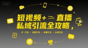 短视频+直播私域引流全攻略,IP打造 +视频引流 +直播引流 +私域沉淀-联创在线