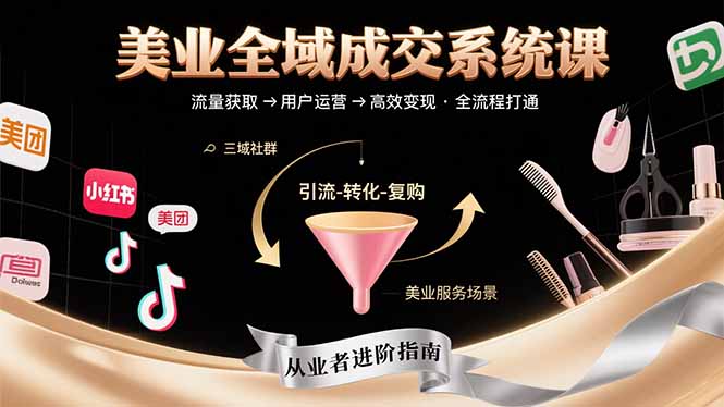 美业全域成交系统课程：帮助美业从业者打通从流量获取到高效变现全流程-联创在线