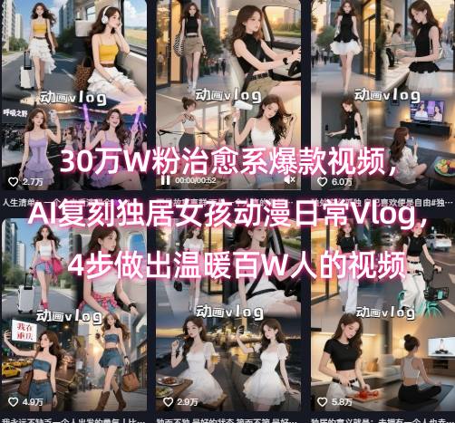 30万W粉治愈系爆款视频，AI复刻独居女孩动漫日常Vlog，4步做出温暖百W人的视频-联创在线