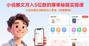 小说推文月入5位数的爆单秘籍实操课，，小白也能从0粉到日入多张(详细教程)-联创在线