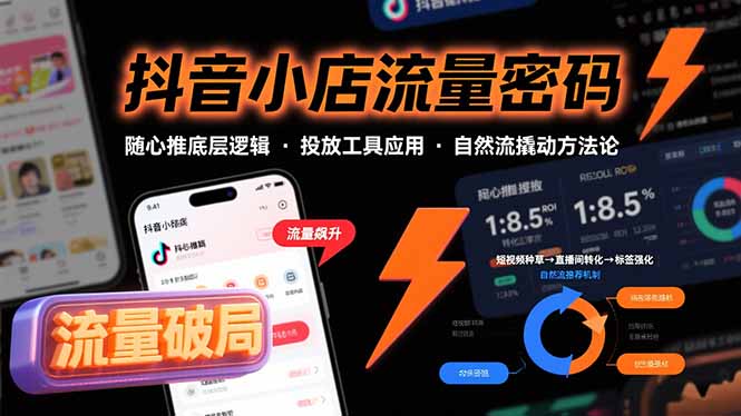 抖音小店流量密码，随心推底层逻辑，投放工具应用，自然流撬动核心方法论-联创在线