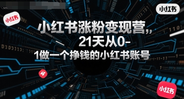小红书涨粉变现营，21天从0-1做一个挣钱的小红书账号-联创在线