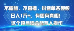 不露脸、不直播、抖音单条视频日入1W+，有图有真相！这个项目适合所有人操作-联创在线