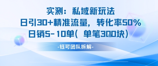 实测私域新玩法日引30加精准流量转化率50%日销5-10单每笔3张-联创在线
