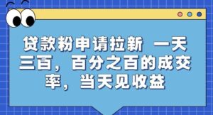 贷款粉申请拉新，一天三张，百分之百的成交率，当天见收益【揭秘】-联创在线
