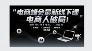 电商峰会最新线下课，电商人破局，如何用AI降本增效，AI应用-全域推广-直播运营-付费流量-联创在线