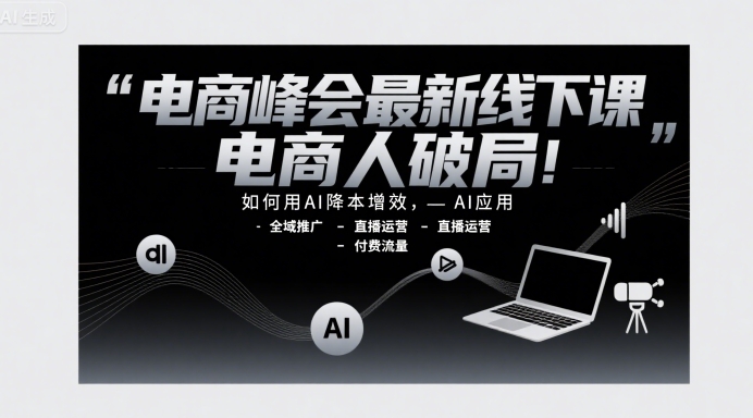 电商峰会最新线下课，电商人破局，如何用AI降本增效，AI应用-全域推广-直播运营-付费流量-联创在线