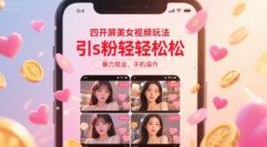 四开屏美女视频玩法，引s粉轻轻松松，暴力掘金，手机操作【揭秘】-联创在线