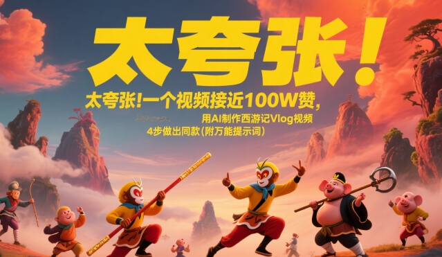 太夸张！一个视频接近100W赞，用AI制作西游记Vlog视频，全流程拆解来了(附万能提示词)-联创在线