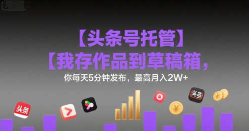 【头条号托管 】我存作品到草稿箱，你每天5分钟发布，最高月入2W+【揭秘】-联创在线