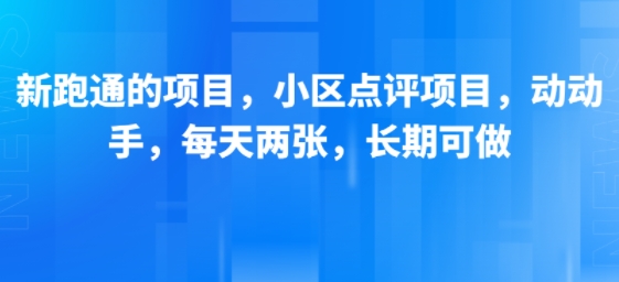 新跑通的项目，小区点评项目，动动手，每天两张，长期可做-联创在线
