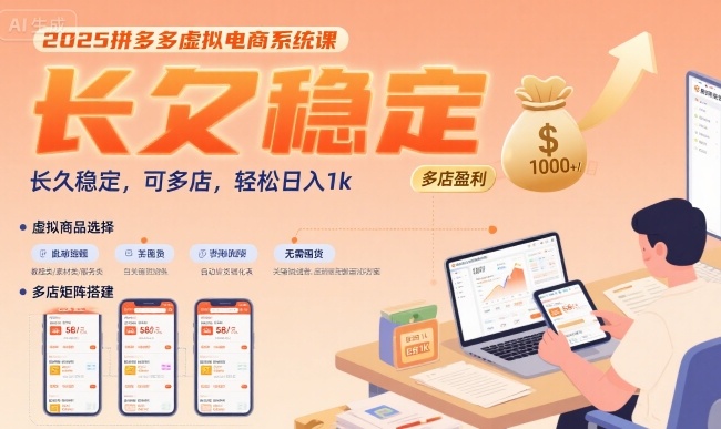 2025拼多多虚拟电商系统课，长久稳定，可多店，轻松日入1k-联创在线
