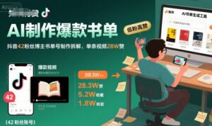 AI制作爆款书单，抖音42粉丝博主书单号制作拆解，单条视频28W赞-联创在线