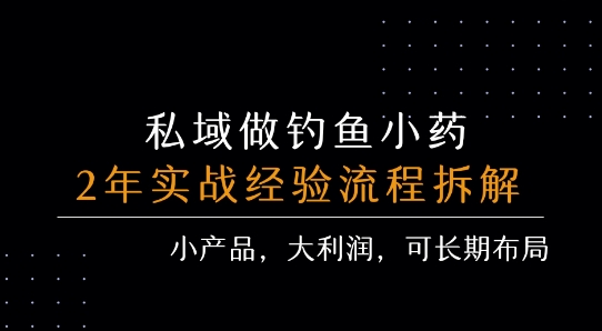 私域做钓鱼小药 每单利润3张+ 详细流程拆解-联创在线
