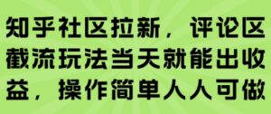 知乎社区拉新，评论区截流玩法当天就能出收益，操作简单人人可做-联创在线