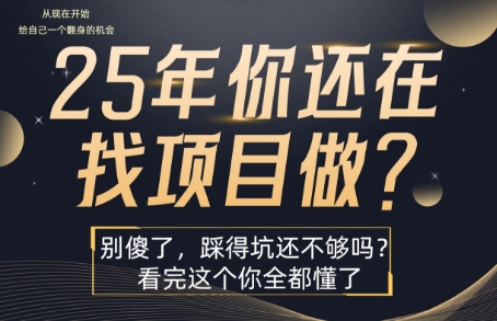 25年，你还在疯狂的找项目吗？别傻了，看完这个你都懂了【揭秘】-联创在线