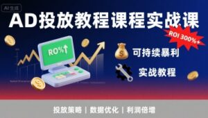 AD投放教程课程实战课，实现广告ROI300%+可持续暴利-联创在线