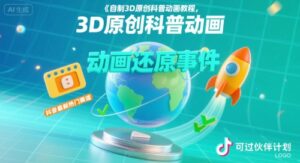 自制3D原创科普动画教程，动画还原事件，抖音最新热门赛道，可过伙伴计划-联创在线