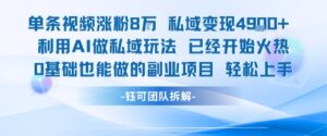 单条视频私域变现4.9k+利用AI做私域玩法 已经开始火热0基础也能做的副业项目轻松上手-联创在线