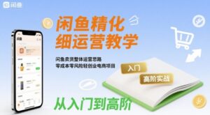 闲鱼精细化运营入门+高阶实战教学，闲鱼卖货整体运营思路，零成本零风险轻创业电商项目-联创在线