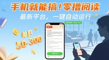 手机就能搞！零撸阅读挂G，最新平台，一键自动运行，随时随地挣，单日50-3张+【揭秘】-联创在线