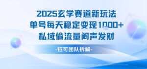 2025玄学赛道新玩法单号每天稳定变现1k+私域偷流量闷声发财-联创在线