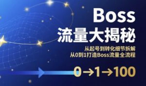 Boss流量大揭秘，从起号到转化细节拆解，从0到1打造Boss流量全流程-联创在线
