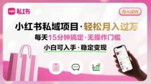 小红书私域项目 月入过W非常轻松 每天15分钟即可搞定，无任何操作门槛，小白可入手-联创在线