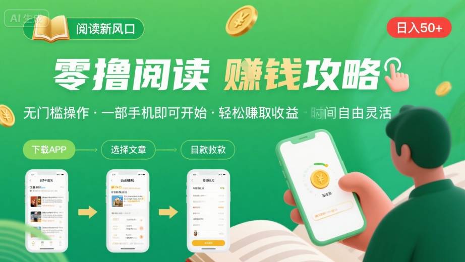 零撸阅读新风口，无门槛轻松挣，一部手机，日入 50-3张【揭秘】-联创在线