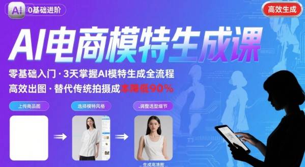 AI模特进阶课程，0基础高效生成逼真电商模特图-联创在线