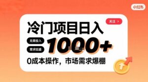 在小红书上发现个冷门路子，需求不小，零成本操作，每天能有1k进账-联创在线