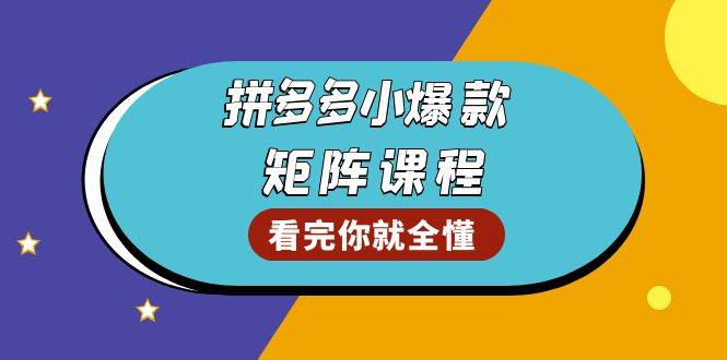 拼多多爆款矩阵课程：教你测出店铺爆款，优化销量，提升GMV，打造爆款群-联创在线